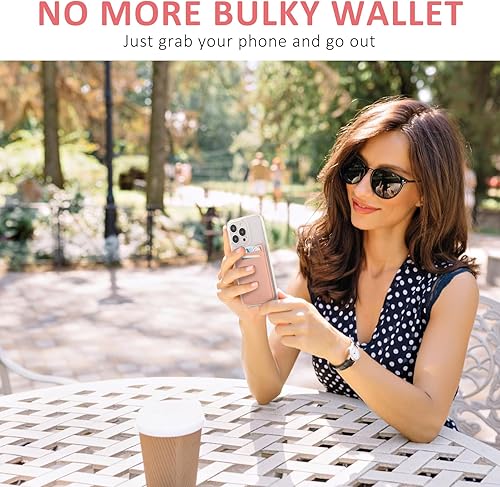 Miniatura 2 de Fulgamo Cartera para teléfono adhesiva, paquete de 2 tarjeteros para la parte posterior de la funda del teléfono, soporte de cuero para tarjetas de