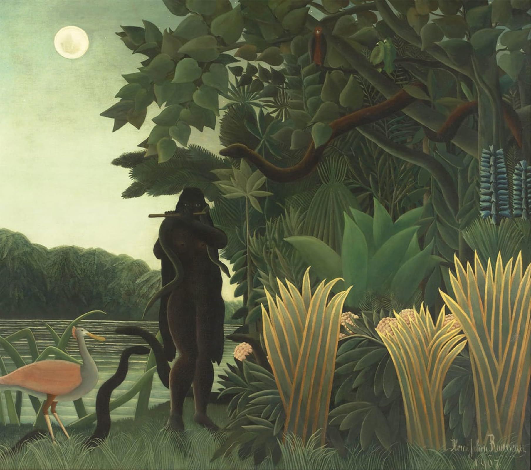 SERENDIPITP Retro Picture Poster Wall Art Pictures Painting the Snake Charmer by Henri J F Rousseau Wall Art Canvas Print for Wall Decor 60x90cm