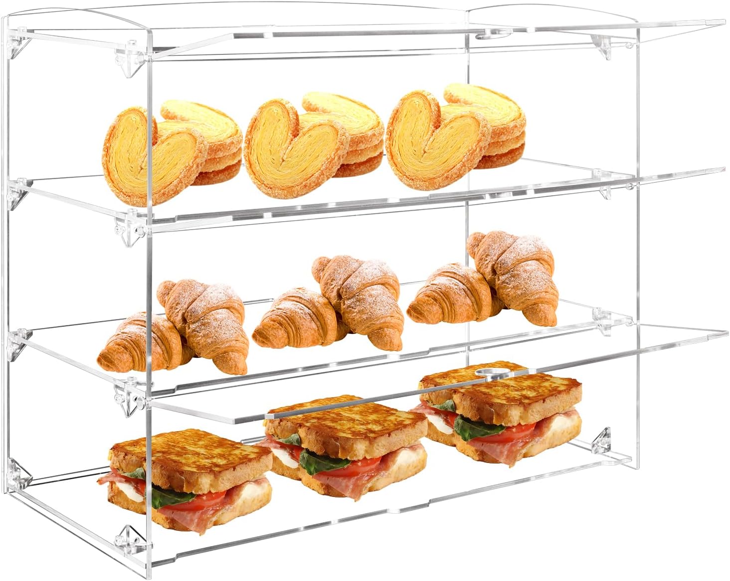 3 Tiers Pastry Display Case, Acrylic Commercial Countertop Bakery Display Case, Clear Display Cabinet Box with Door Access for Bread Pastry Dessert Donut Cookie Food Display 19.1"x9.1"x15.7"