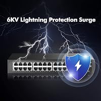 YuLinca 24 Portos PoE Switch - 10/100Mbps, 2 Gigabit Uplink, 300W, IEEE802.3af/at, VLAN, 250m PoE Hatótáv, Rack Szerelhető, Ventilátor Nélkü 8