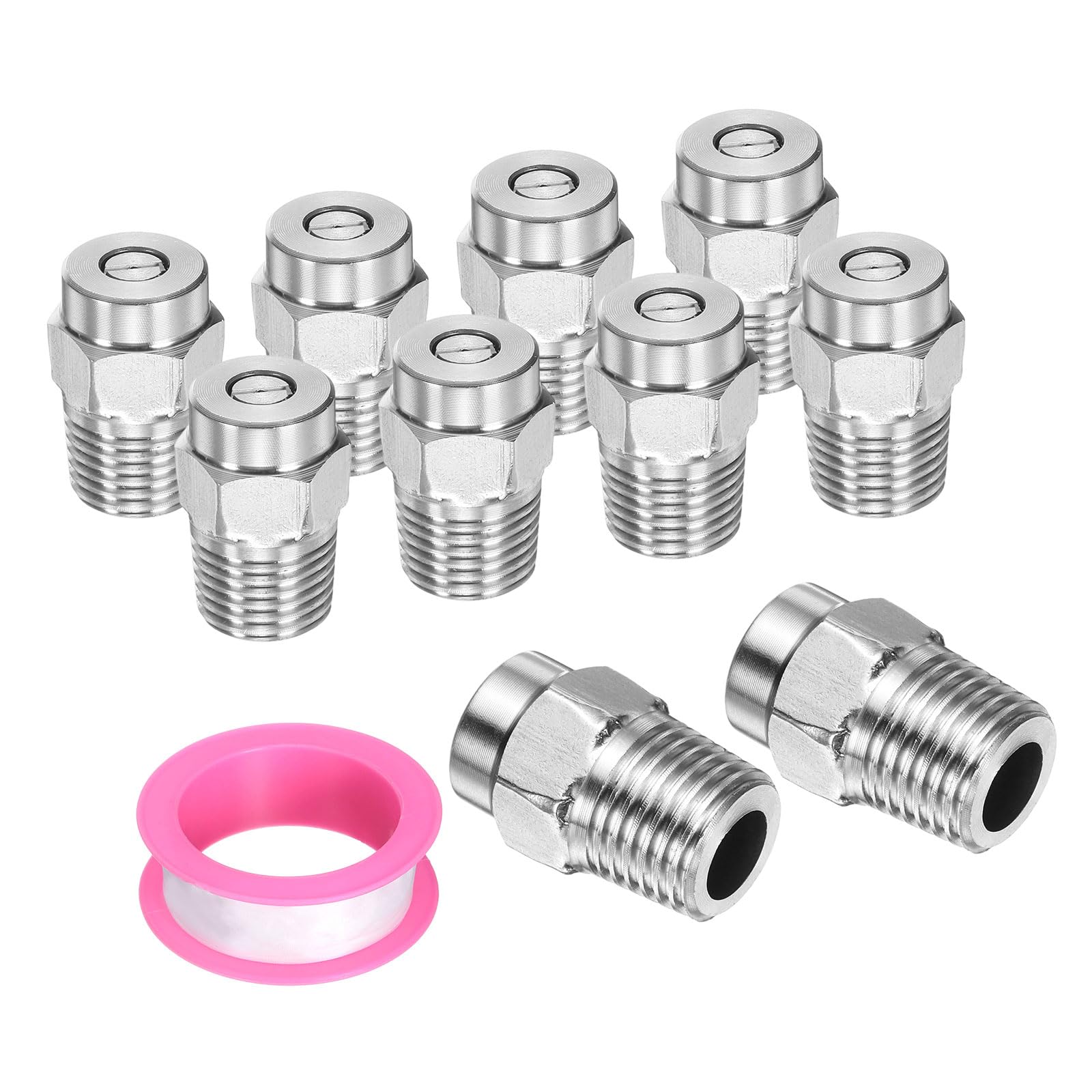 Pack of 10 Surface Cleaning Tips 50 Degree 1/4 Inch NPT Male 2.5 Nozzle 4000 PSI Stainless Steel Thread Pressure Washer Spray Nozzles for Water Guns Water Broom