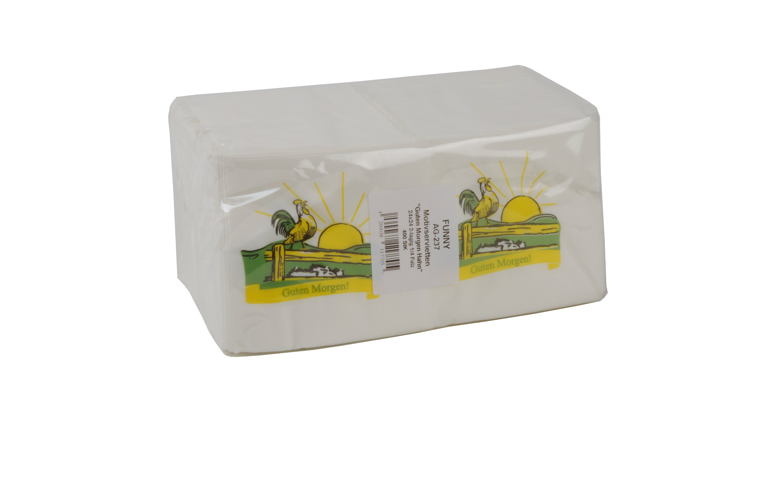Funny 2-ply colazione tovaglioli con Guten Morgen design 25 x 25 cm con 1/volte (10 confezioni da 400)