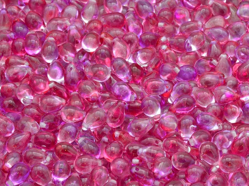 300 pieces beads drop 6 x 9 mm crystal pink purple 00030-48020
