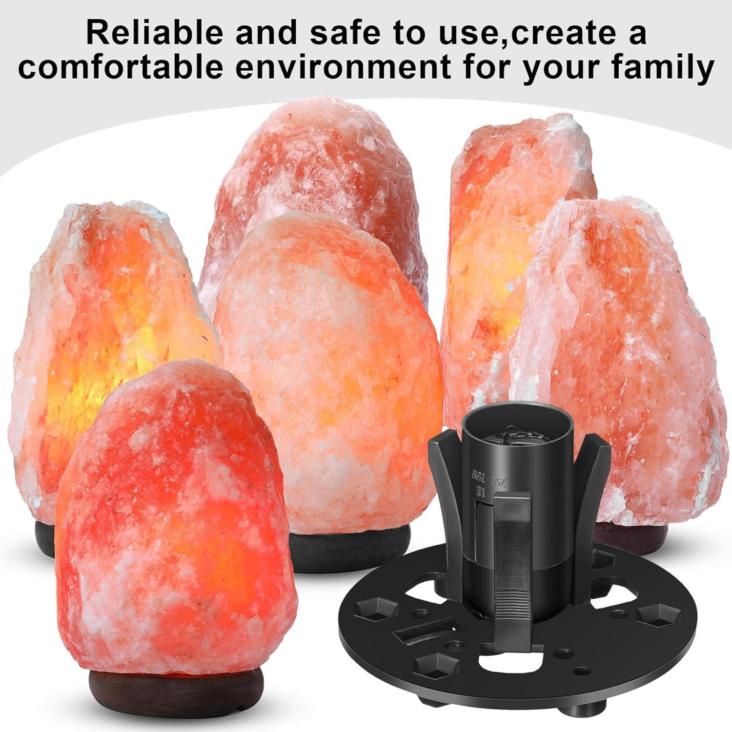 3 Pack Salt Lamp Cord Replacement 5.9 Feet Original Lamp Dimmer Switch with Cord and Base Assembly for E12 Salt Lamp, Black UL Certification Cord