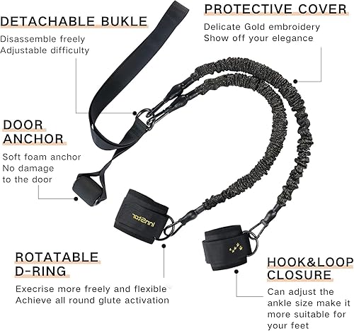 Miniatura 9 de INNSTAR Máquina de cable de cordón de glúteos con banda de resistencia al botín para entrenamiento en casa, con instrucciones y bolsa de transporte
