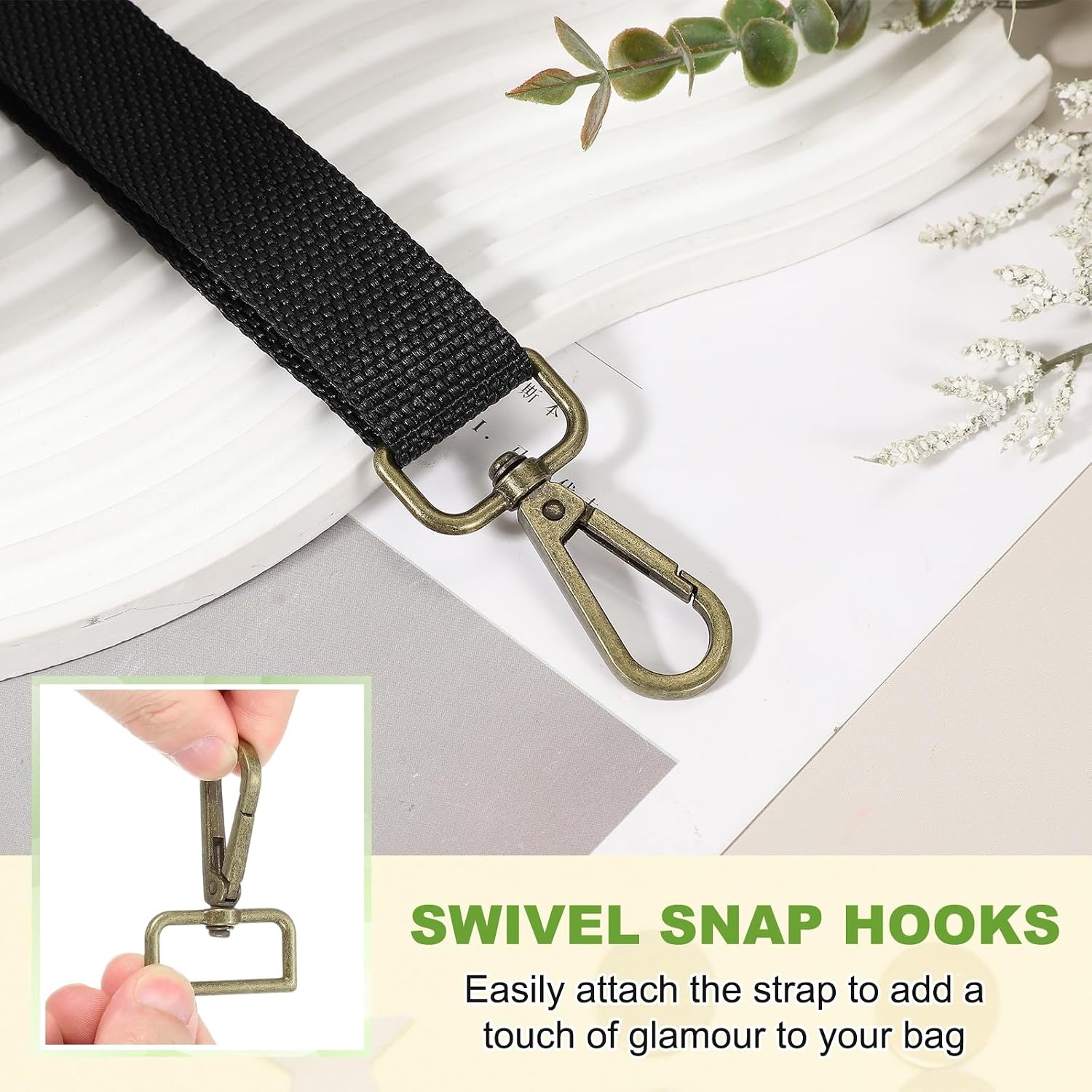 Swivel Snap Hooks, Metal D Ring Keychain Lanyard Clip Hook Lobster Clasp Claw Push Gate Clip - Fitting for(Purse Making - Sewing - DIY Crafts) 6 Pcs & 2" & Bronze image 5