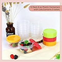 Vista 4 de Paquete de 12 recipientes de plástico de 8 onzas con tapas, recipientes pequeños para congelador, recipientes reutilizables para almacenamiento
