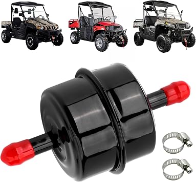 Chikia Hisun Fuel Filter Metal For Axis Massimo Cole-man 500 550 700 750 | 5/16",With 2 Hose Clamps,Hisun 400,450 Massimo MSU500 MSU700,Axis,Bennche,CubCadet