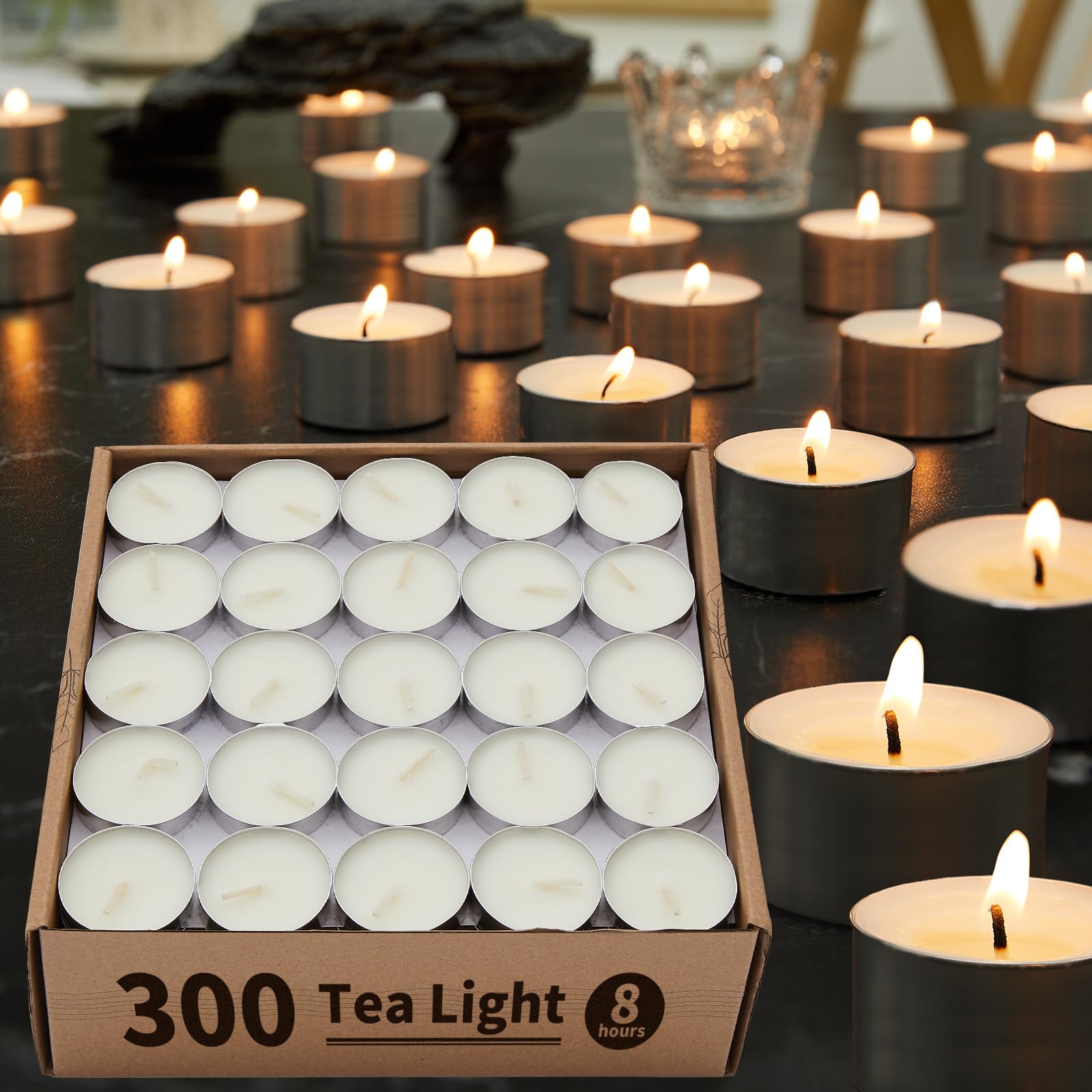 Ashlux Tea Lights Candles 300 Pack 8 Hours