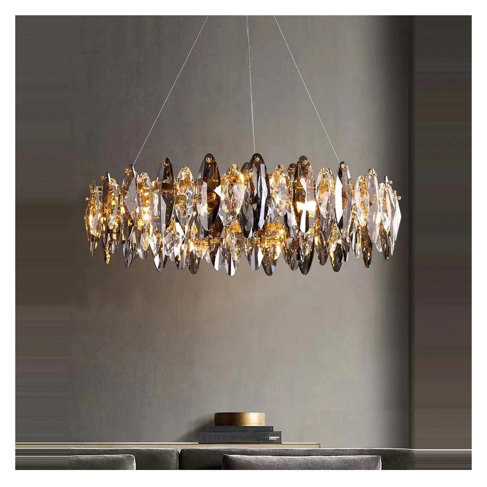 Lámparas de araña , Lámpara colgante de cristal LED moderna for hotel, restaurante, lámpara K9, sala estar, iluminación del hogar, electrodomésticos, decoración, pantalla(RC Dimmable,Dia100cm)