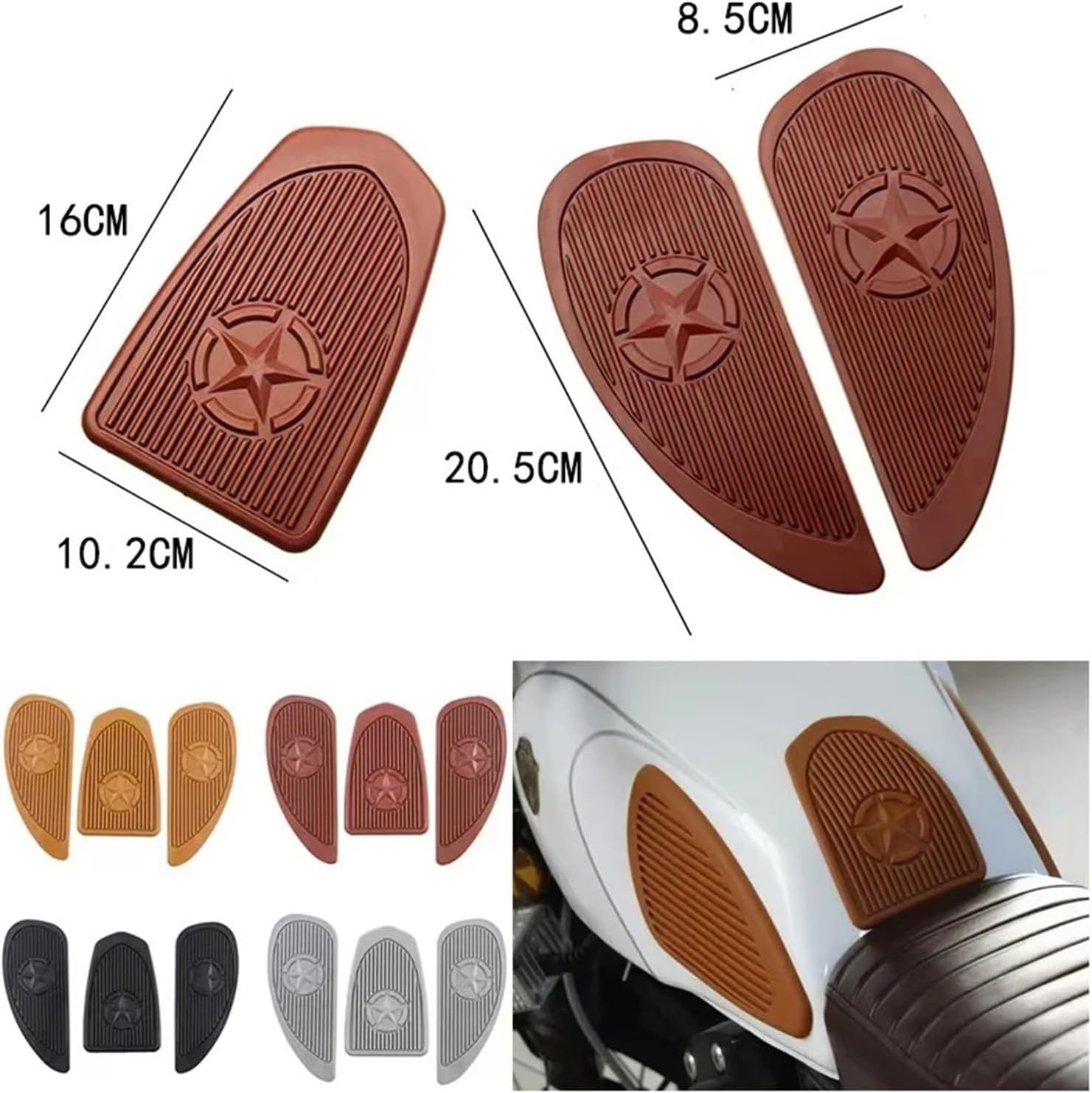 Motorcycle Tank Sticker Universal 3D Motorcycle Gas Tank Rubber Sticker Knee Anti-Skid Pad Fuel Protect Decal for H&ON&DA for YA&MAHA for Ha&rley for Cafe.