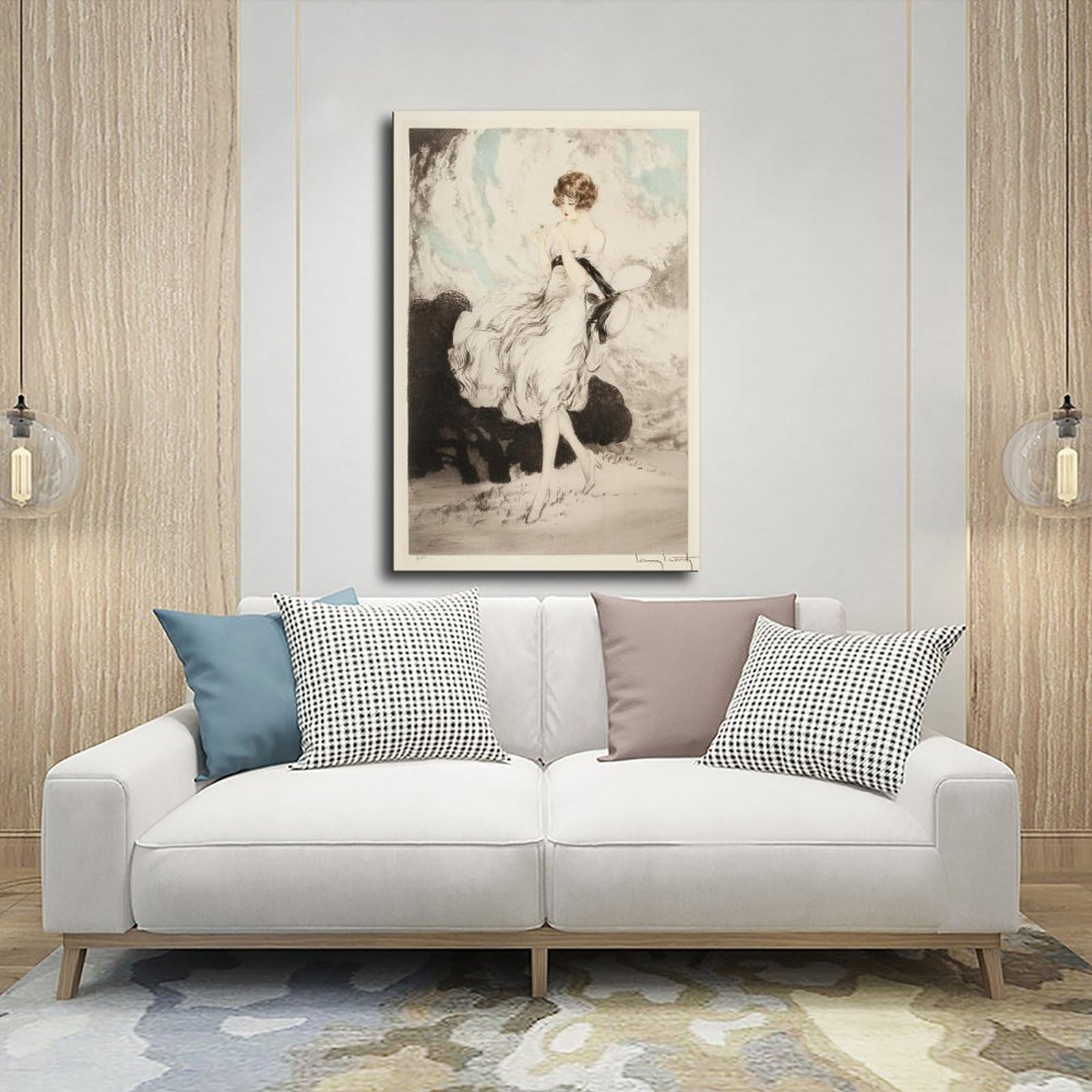 WCYB Lillies by Louis Icart – Vintage Art Deco wytrawianie nadruk, romantyczna moda ilustracja ścienna - Etsy Tajwan (a8b58862) wydruki plakaty płótno deco farba