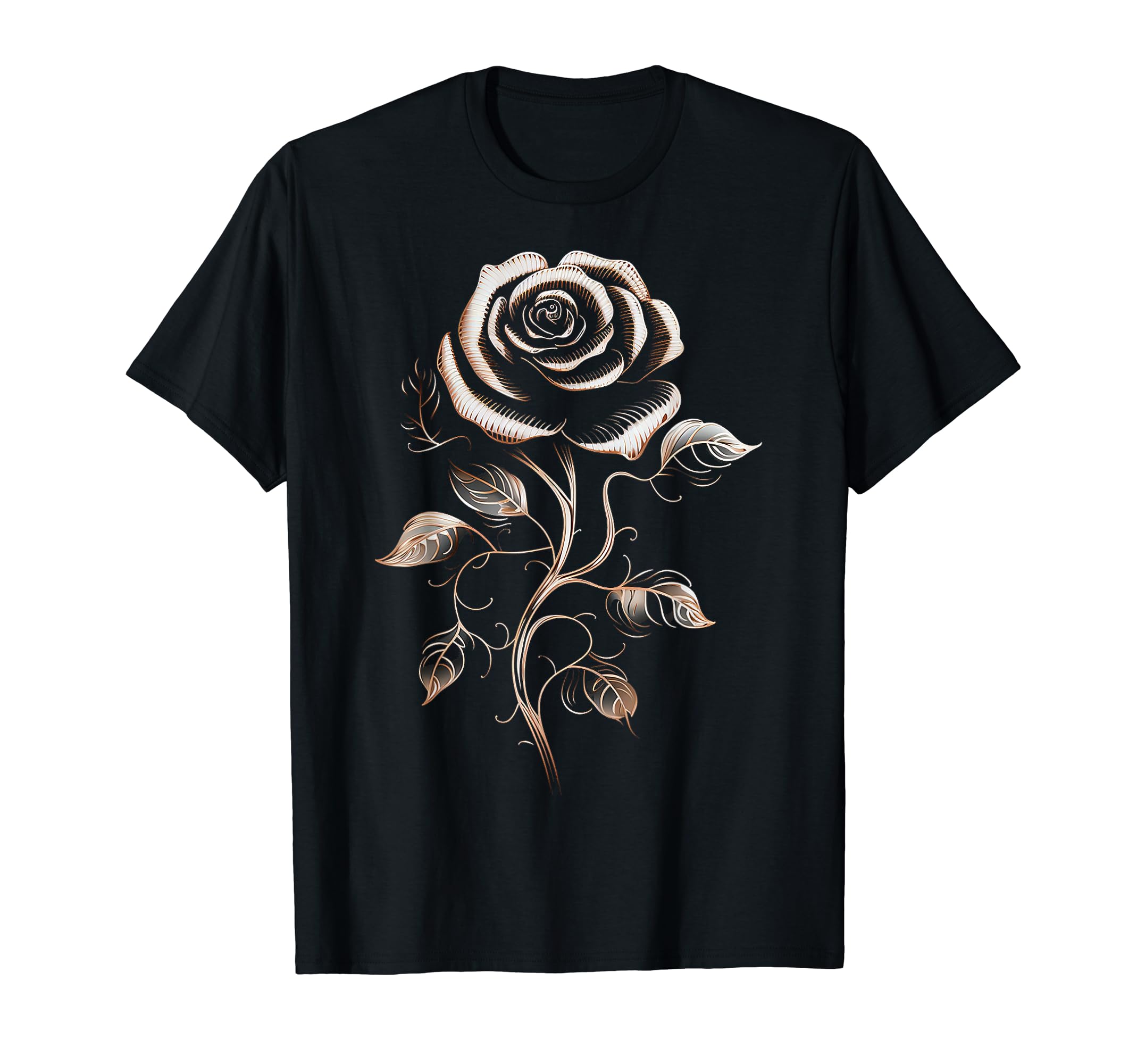 Amazon | ローズモチーフ アートワーク アート バラ Tシャツ | Tシャツ