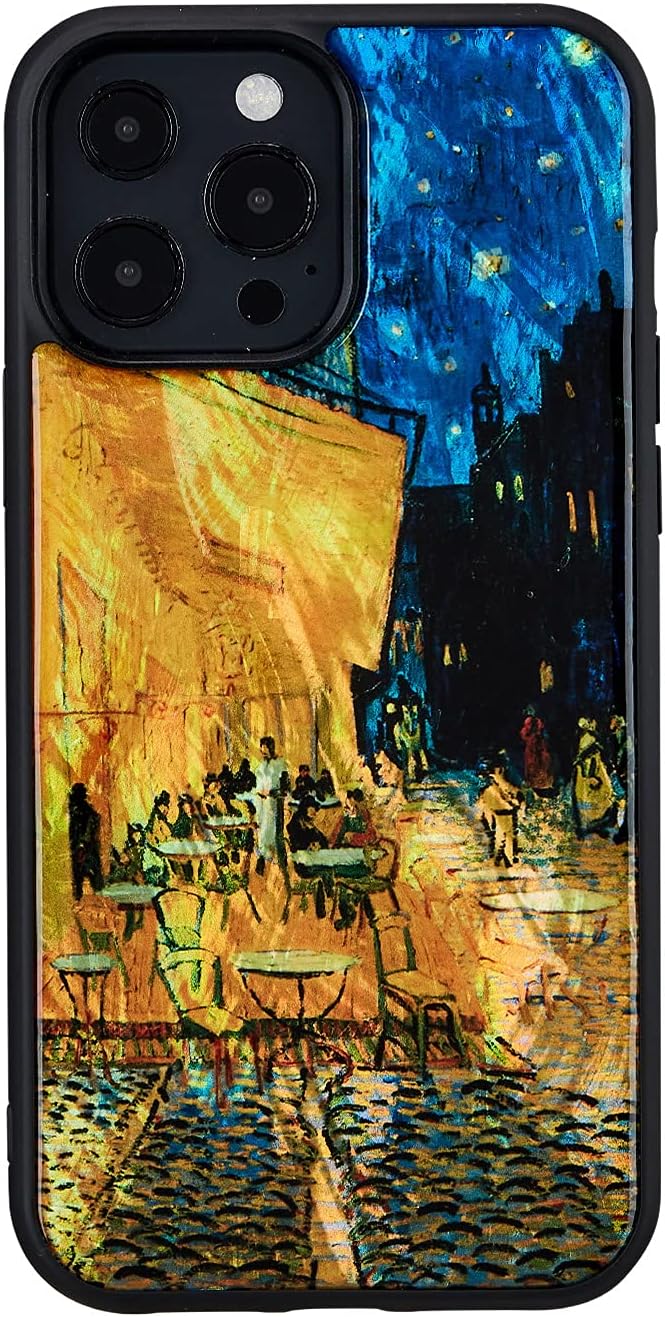 I21053i13 iPhone 13 Case, Natural Shell, Pearl Famous Art Series, Masterpiece Painting, Hybrid, TPU, Strap Hole, Wireless Charging, Vincent Van Gogh Cafe Terrace at Night