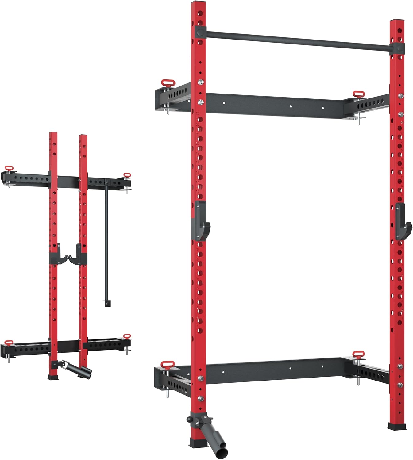 MU 2.36" x 2.36" Folding Squat Rack, 1100LBS Wall Mounted
