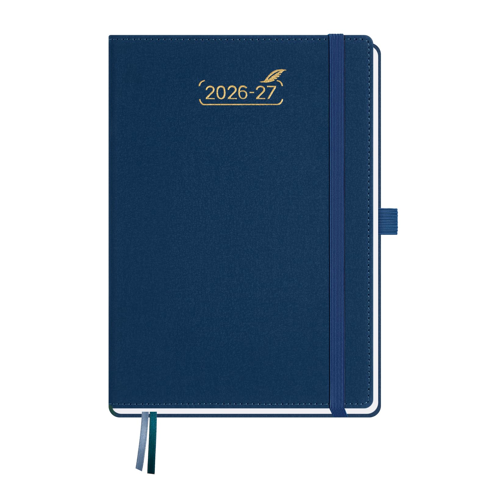 BEZEND A5 Academic Diary 2026-2027 Week to View with 2 Columns & Notes (Jul 26-Dec 27). Dual Schedule Weekly Planner for Busy People, with Pen Holder & Monthly Tabs. PU Leather Hardback, Prussian Blue