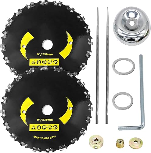 Paquete de 2 cuchillas de corte de cepillo para motosierra, 9 pulgadas, 20 dientes, accesorios de repuesto para recortadoras de cuerdas,