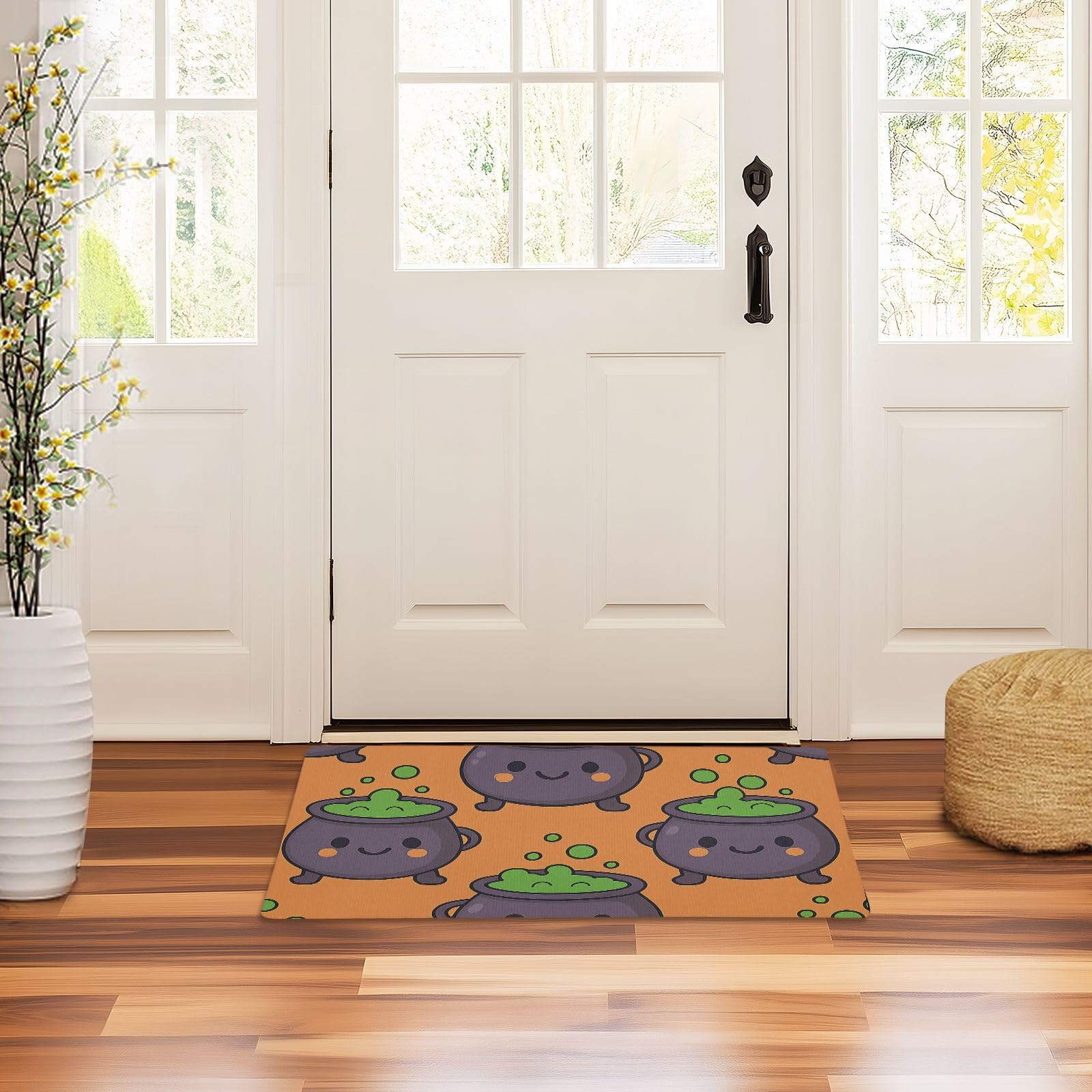Tapis entrée Halloween chaudron magique pour un porche accueillant et propre en automne