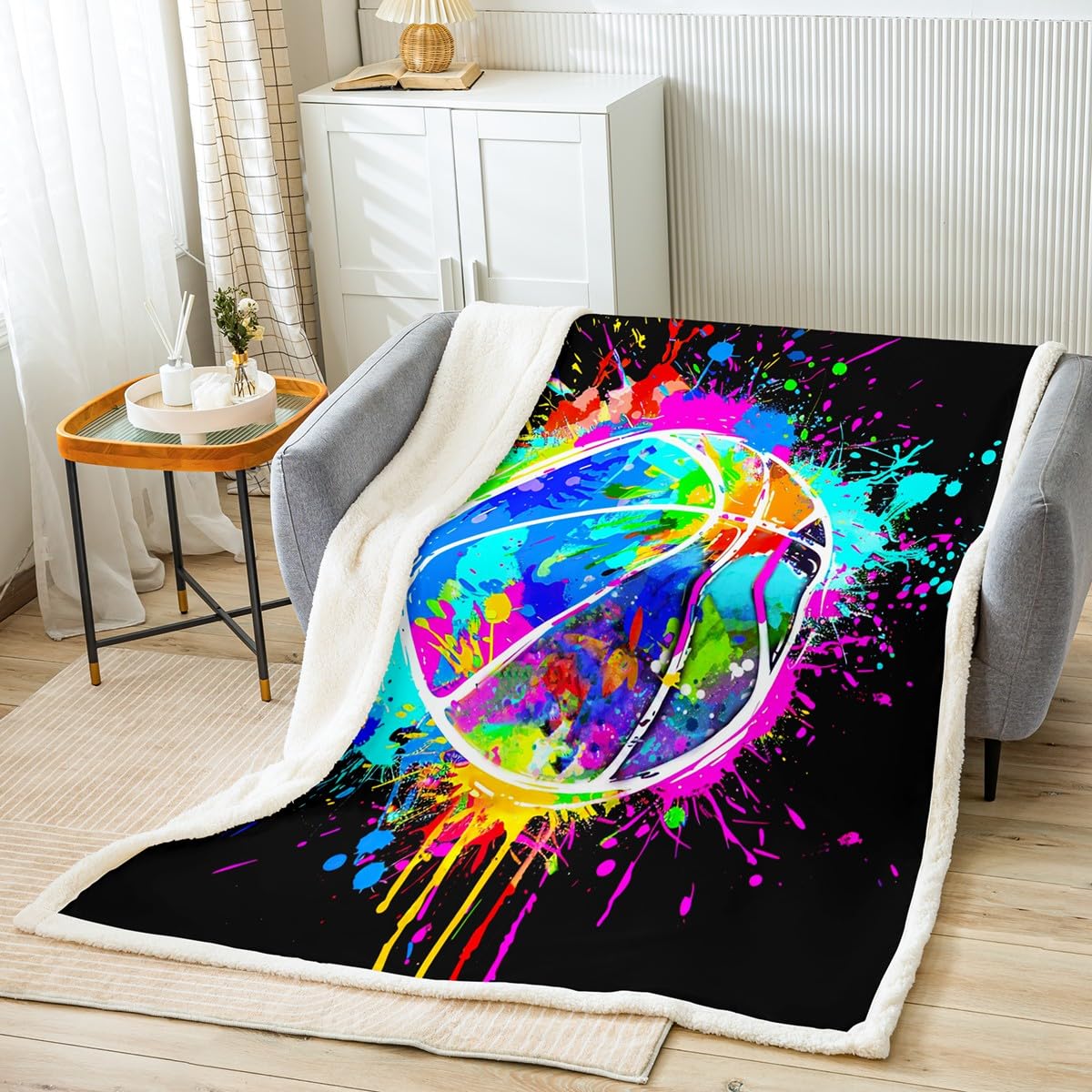 Couverture polaire basket flanelle pour soirées cocooning des enfants