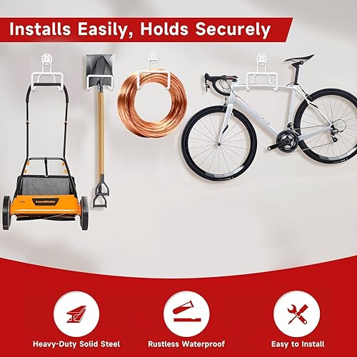 Miniatura 5 de Vehookin Ganchos grandes de garaje de 8.77 pulgadas, ganchos de almacenamiento de pared de acero resistente con organizador de revestimiento