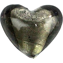 Platinum Silver Venetian Glass Heart