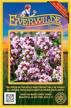 2000 Creeping Thyme Wildflower Seeds - Gold Vault Seed Packet