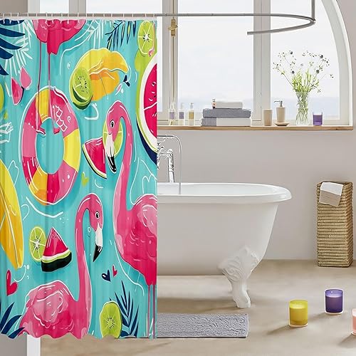 Miniatura 77 de Cortinas de ducha impermeables con diseño de barco pirata de caricaturas, tela de aventura marina, cortina de ducha de baño con peces submarinos,