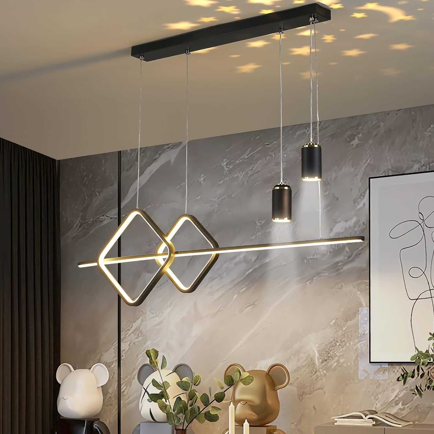 Lampa wisząca LED do jadalni, żyrandol stołowy, 3 kolory, regulowana wysokość, lampa wisząca do biura, jadalni, biura, salonu, kuchni