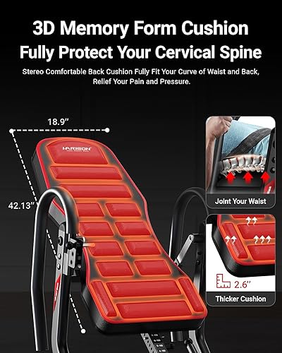 Miniatura 6 de HARISON Tabla de inversión para aliviar el dolor de espalda capacidad de 350 libras con espuma viscoelástica 3D silla de inversión de espalda con