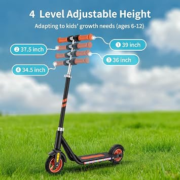 Electric Scooter for Kids Ages 6-14, 4 Height Adjustable