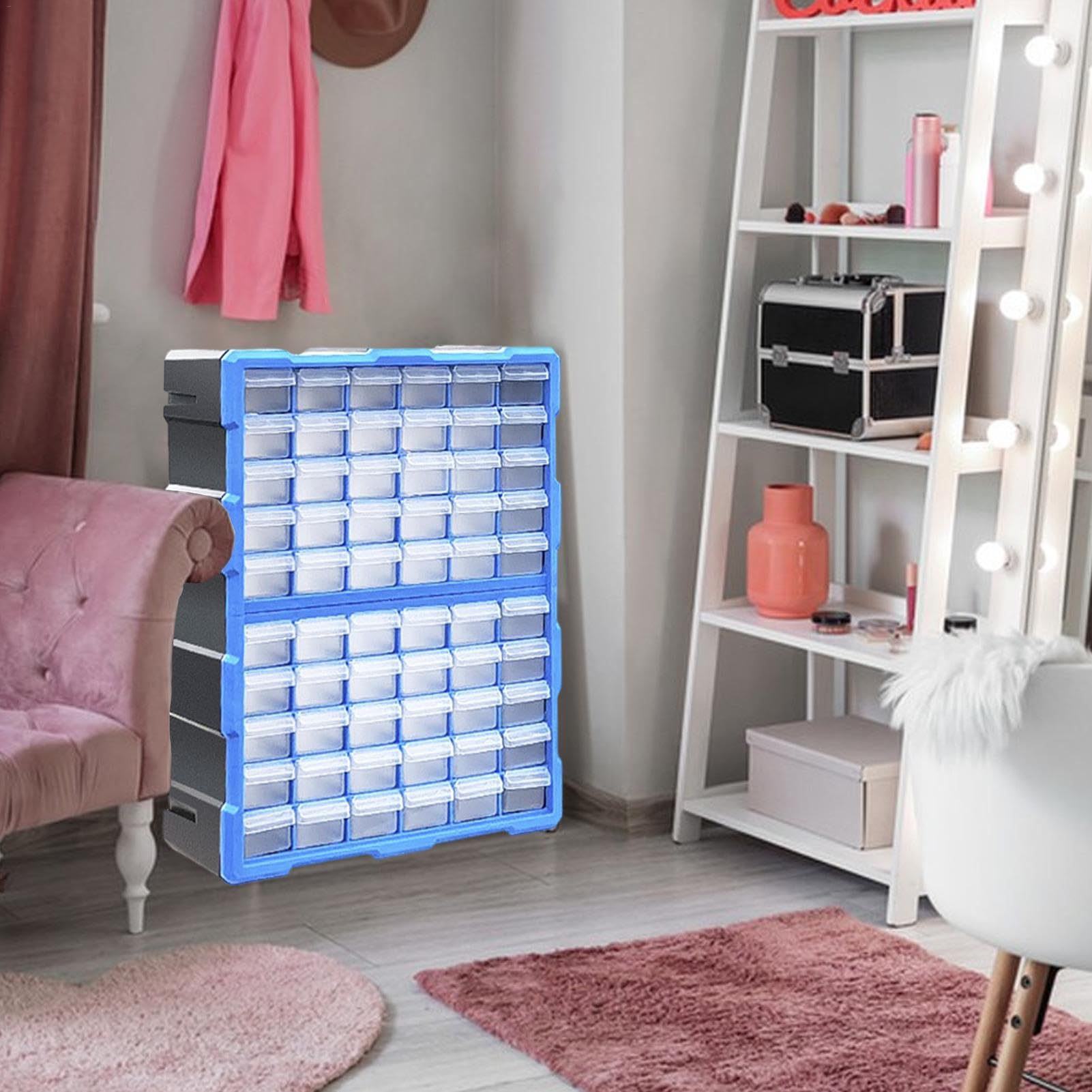 Organizador de tornillos – Armario con 60 compartimentos | Armario de | herramientas y manualidades fácilmente apilable para tuercas y , tornillos y joyas
