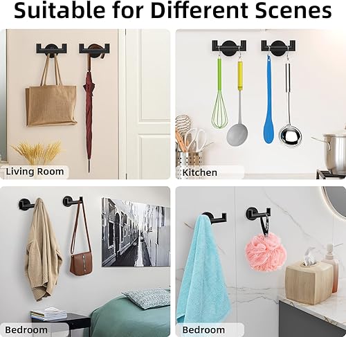 Miniatura 7 de Paquete de 2 ganchos dobles para toallas de baño, ganchos de ducha de acero inoxidable SUS304, colgador de toallas de mano para baño, dormitorio,