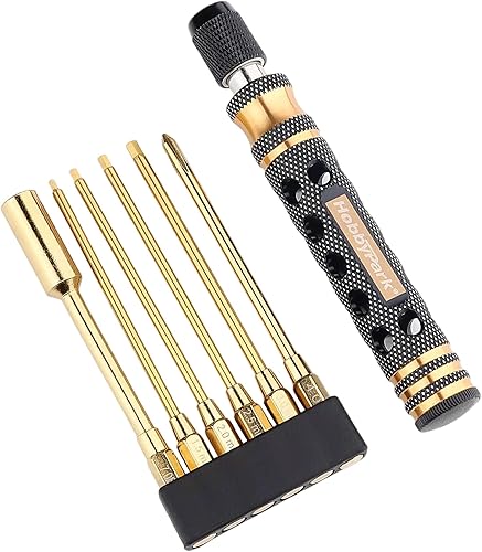 Miniatura 7 de HobbyPark Juego de destornilladores hexagonales RC 6 en 1 de 0.059 in, 0.079 in, 0.098 in, 0.118 in, destornillador de tuerca hexagonal y broca