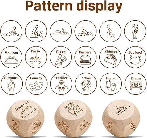 Miniatura 3 de ZsaTuiy 3 piezas de regalo de aniversario para parejas, dados de noche de cita, dados de comida, idea de cita nocturna para aniversario, regalo del