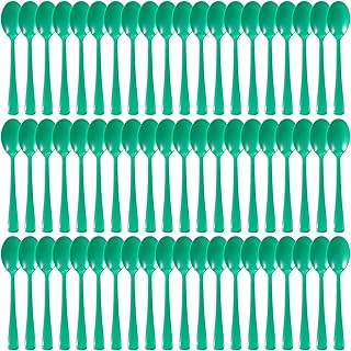 60 Pcs Green Disposable Plastic Spoons Cutlery Heavy Duty Dinnerware Plastic Silverware Flatware for Home Office School Party Picnics Restaurant Outdoor Events or Every Day Use (Green)