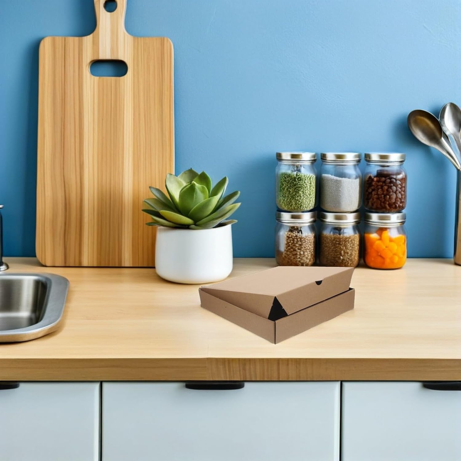 ERINGOGO 30個ピザテイクアウトボックス 加厚クラフト紙製 折りたたみ式ピザ包装容器 多用途パイ デザート用持ち帰りケース