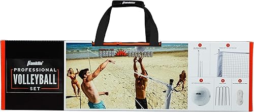 Miniatura 13 de Franklin Sports - Juego de red de voleibol para exteriores, red de voleibol portátil para playa + patio trasero con bastones, juegos completos