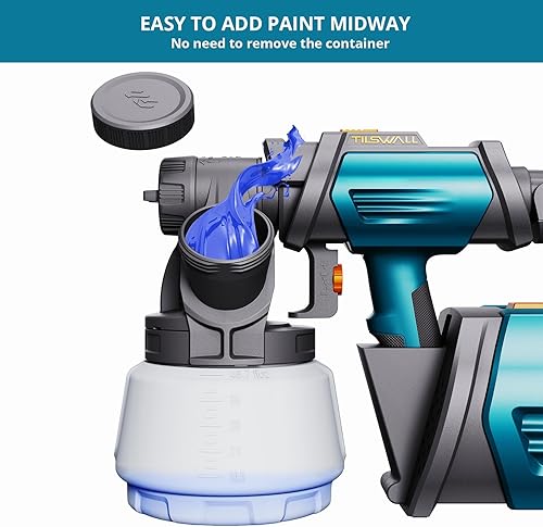 Miniatura 2 de Tilswall Pulverizador de pintura HVLP de 800 W con contenedor de 44.0 fl oz, pistola pulverizadora de pintura eléctrica con 4 boquillas y 3 patrones