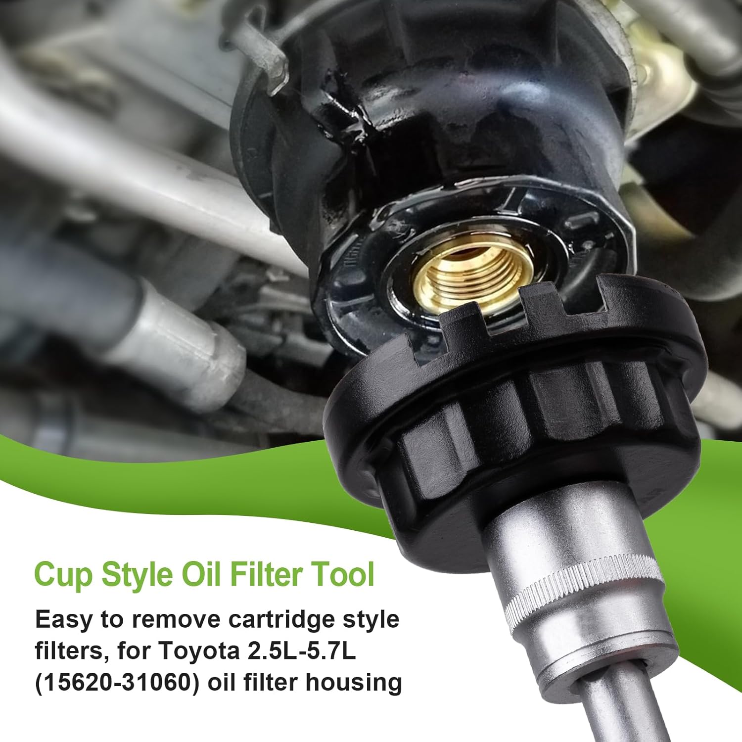 Spurtar Swivel Oil Filter Wrench Set of 7 + Oil Filter Wrench for Toyota Cap Style Oil Filter Removal Tool 64mm