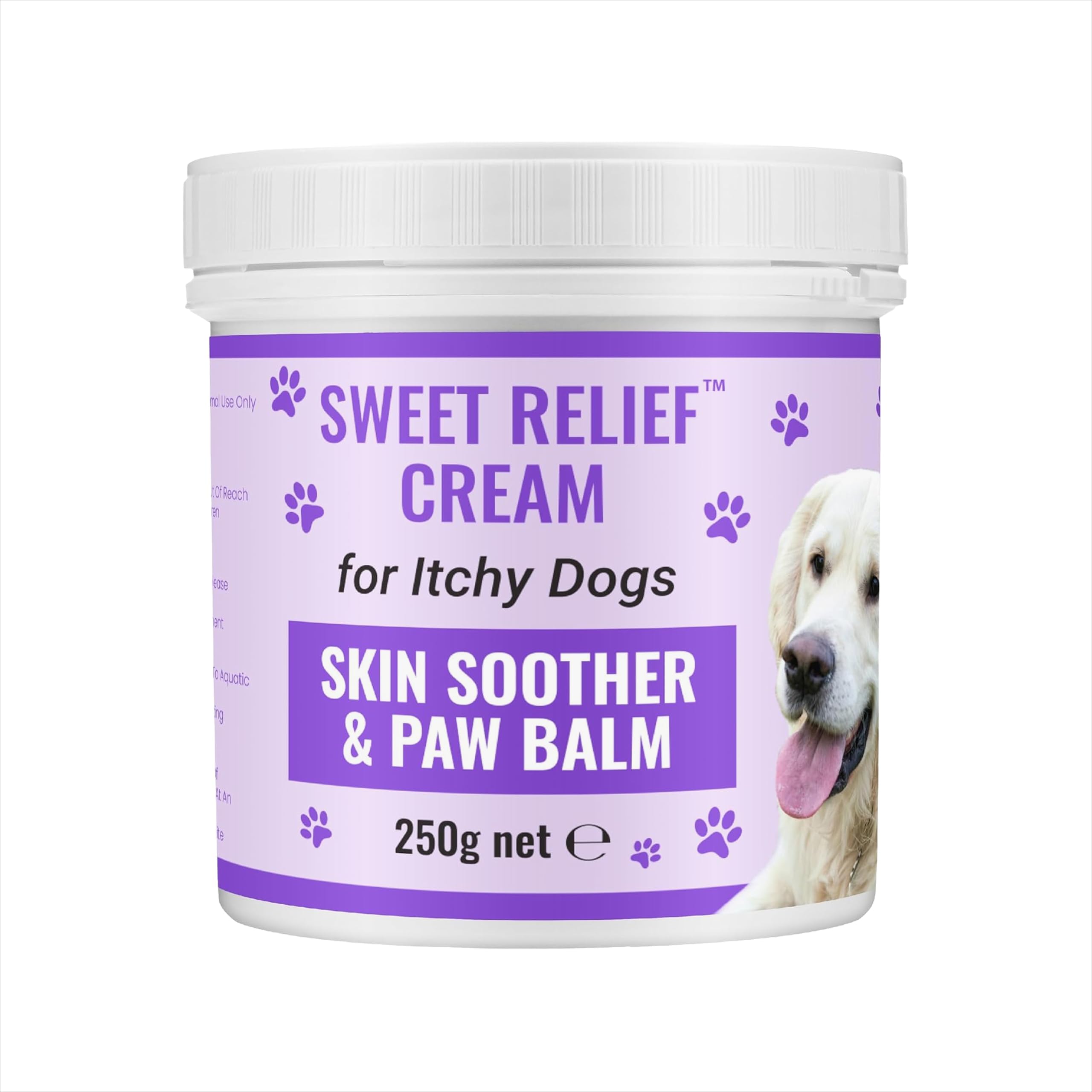 Biteback Products Sweet Relief® Itchy Dog Skin Cream – with Benzyl Benzoate – Soothes Itchy, Dry Skin, Paws & Ears – Non‑Steroidal, Sensitive Skin Friendly – 250 g