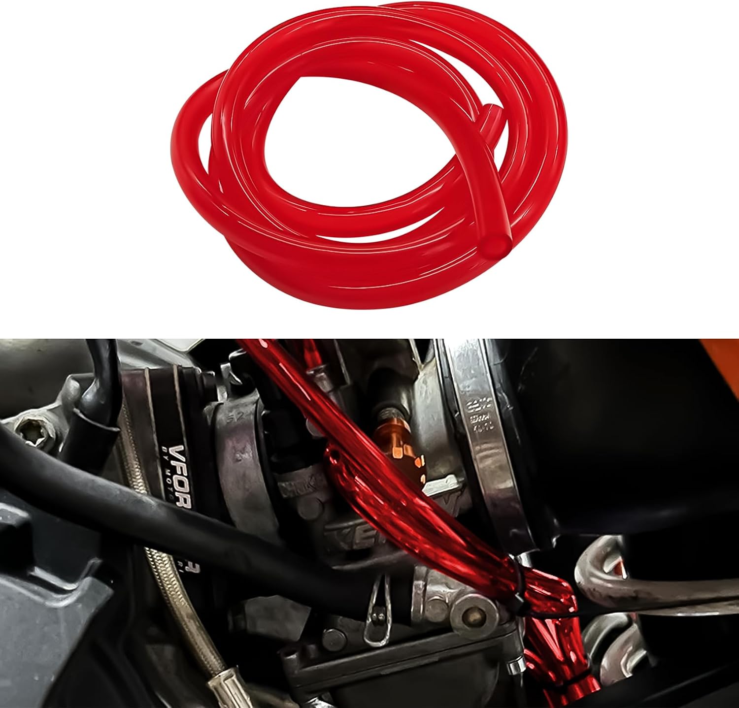 Colorful Fuel Line Hose Tube, Motorcycle Fuel Line, 0.2" ID x 0.31"OD 3.2 Ft Flexible Rubber Petrol Gas Oil Tube Pipe, Soft Vacuum Tubing Hose Replacement for Most Motorcycle Bike ATV (White)
