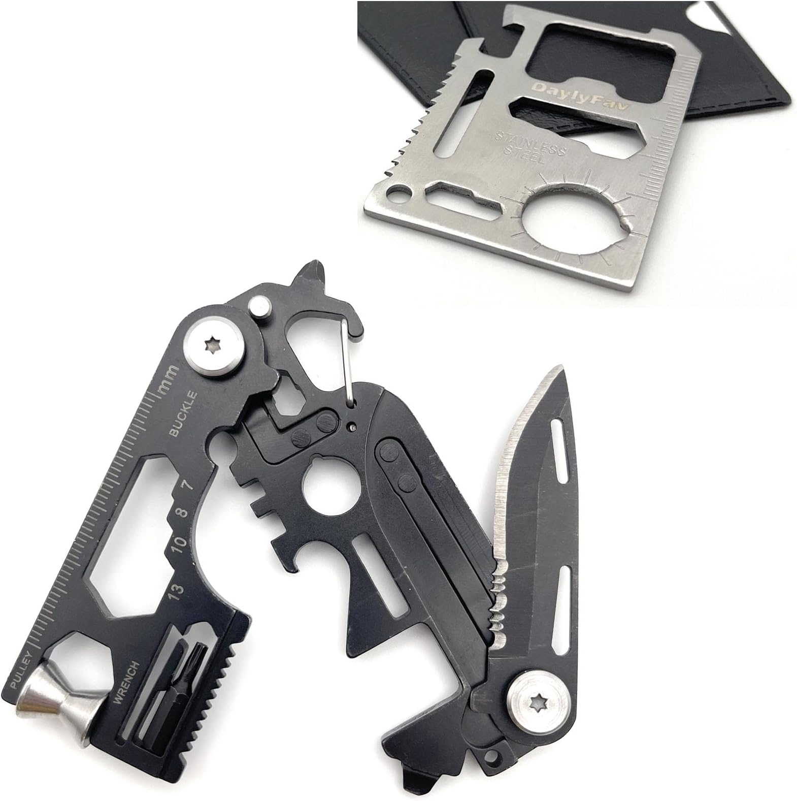 2 Multi-tools for Men, Credit Card Tool Wallet Multitool and Small Folding Mu...