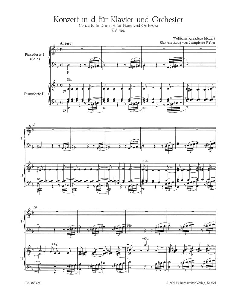 Mozart: Piano Concerto No. 20 in D Minor, K. 466 (Solo Part