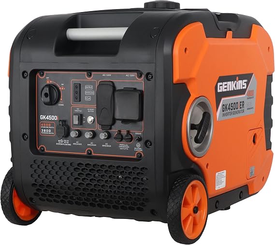 GENKINS 4500 Watt Portable Inverter Generator Gas Powered Ultra Quiet RV Ready Camper Friendly...