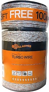 Gallagher Electric Fence Turbo Wire | Highly Conductive Strands Provide Extreme Power for Long Fences | 3/32in Diameter | 1312ft Length + 328ft Free