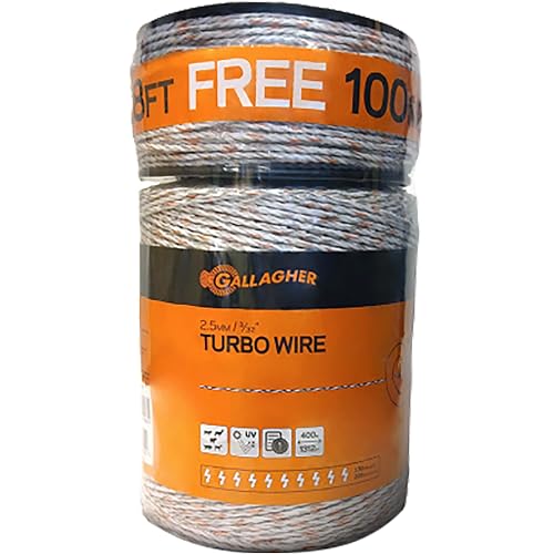 Gallagher Electric Fence Turbo Wire | Highly Conductive Strands Provide Extreme Power for Long Fences | 3/32in Diameter | 1312ft Length + 328ft Free