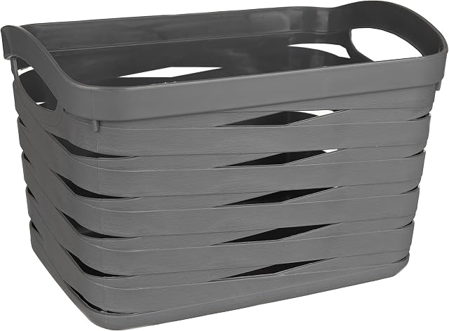 LIVIVO Plastic Weaved Storage Baskets Kaari Stackable BPA Free Multipurpose Organiser Bins For Kitchen, Bathroom, Living Room, Bedroom, Desk, Makeup, Cosmetics, Home & Office (Large)