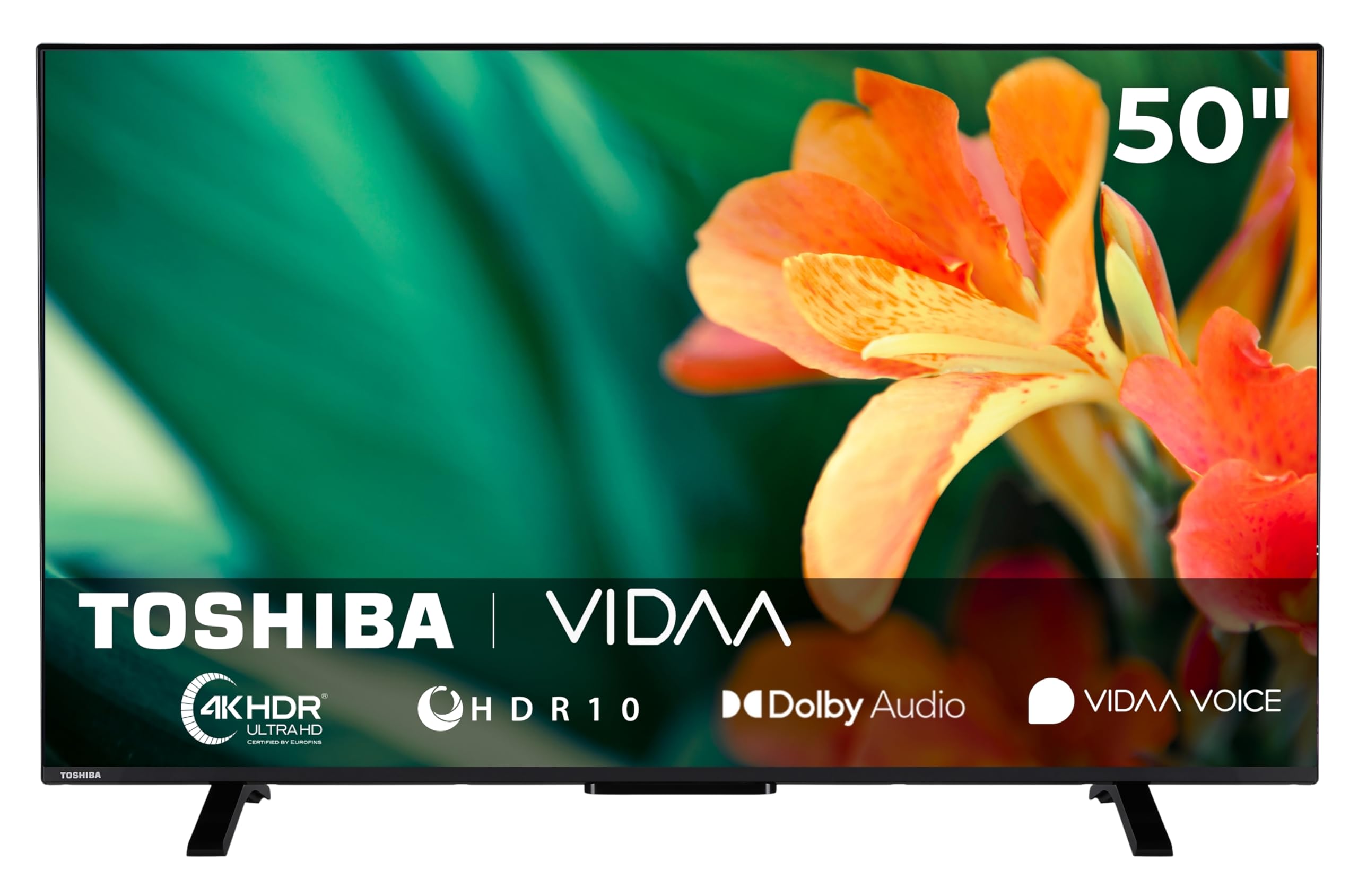 Toshiba 50UV2363DA Fernseher 50 Zoll Smart TV VIDAA 4K UHD Fernseher HDR Smart TV mit integriertem Triple-Tuner, LED TV (2026)