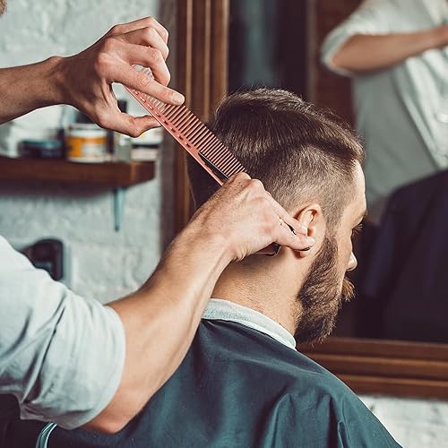 Miniatura 6 de Juego de peines de aluminio profesional para peluquería para vestirse, cortar el cabello y peinar peines largos y cortos, mango y peine de cola (oro
