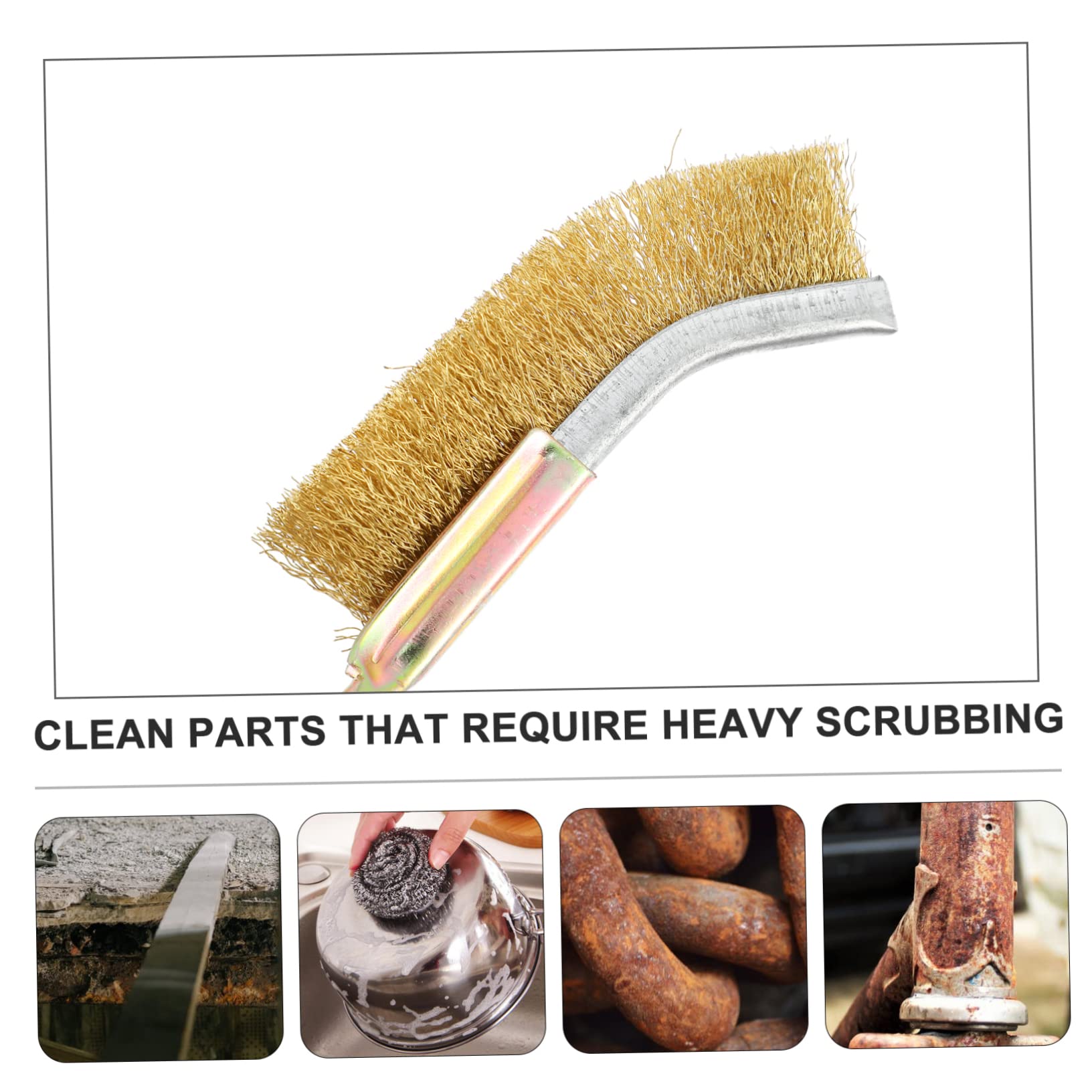 FRCOLOR Stainless Steel Wok 5pcs Elbow Copper Wire Brush Industrial Brush Cleaning Brush Elbow Brush Scratch Brush Handle Brush Door Window Brush Elbow Scratcher Copper Brush Manual Brush